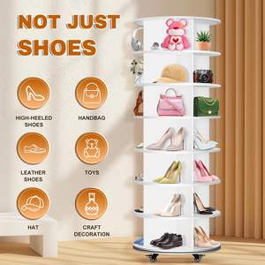 <span class=keywords><strong>Zapatero</strong></span> Giratorio de 7 Niveles con 4 Ruedas Universales, Diseño Giratorio de 360°, Multifuncional, Independiente, para Almacenamiento y Exhibición - Product Image 5