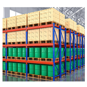 Scaffalatura Industriale in Acciaio per Magazzino, Telaio Blu con Ripiani <span class=keywords><strong>Arancioni</strong></span>, Scaffali Resistenti per Supermercati Commerciali - Product Image 1
