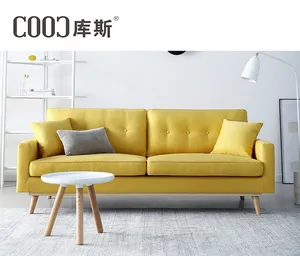 Bộ Sofa Vải Màu Vàng Chanh Tươi Mới Đồ Nội Thất Phòng Khách Theo Phong Cách Đồng Quê Bán Chạy