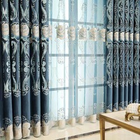 Luxury Living Room Curtains Carved Embroidered Church Curtains Backdrop Home Decoration