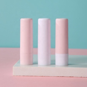 In Stock 4.5g Pink White Lip Balm <b>Tube</b> <b>Plastic</b> Lipstick Container White Smooth Cylinder Lip Gloss Container - Product Image 5