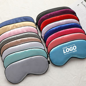 Atmungsaktive Satin-Schlafmaske, einfarbige, lichtblockierende Augenmaske für Reisen und Nachtschlaf, individuelle Logo-Werbe-Augenabdeckung - Product Image 1