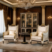 Fauteuils d'appoint en bois massif et tissu, style luxe français, élégants et faits à la main, pour salon et usage domestique