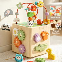Cube d'activités en bois pour animaux, labyrinthe de perles, trieur de formes, puzzle sensoriel, motricité fine, apprentissage précoce, pour tout-petits, CE CPC, vente en gros, OEM, personnalisé