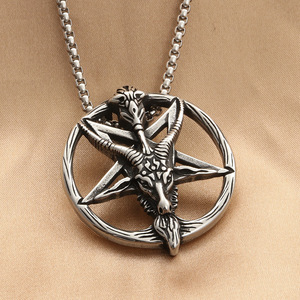 Collar yunnique de acero inoxidable con colgante de carnero, signo del zodiaco, plateado y dorado, estilo punk para hombre, joyería de moda - Product Image 1