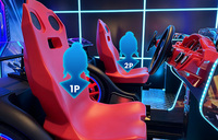 Simulateur de course à 4 écrans pour deux joueurs Super Racing 2 avec éclairage LED pour parcs d'attractions