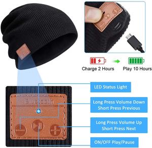 Grande Vente Bonnets <span class=keywords><strong>Bluetooth</strong></span> Tricotés <span class=keywords><strong>avec</strong></span> Casque, Cadeaux Tech de Noël Uniques, Écouteurs sans Fil à Conduction Osseuse pour Casque - Product Image 6