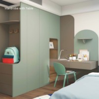 Combinaison de bibliothèque, armoire, bureau et placard de chambre à coucher moderne personnalisable avec rangement extensible pour la maison ou la chambre d'enfant à l'école