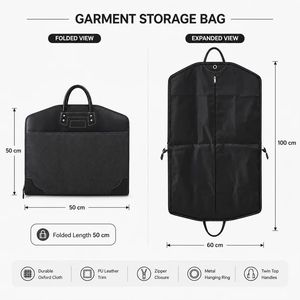 Housse de vêtement en tissu Oxford en gros, housse de costume de voyage de luxe avec fermeture éclair et poignée pour les voyages d'affaires et le rangement des vêtements - Product Image 2