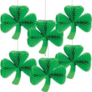 Ornements Nid d'Abeille Trèfle Décorations Fête de la Saint-Patrick Chapeau Vert <span class=keywords><strong>Irlandais</strong></span> Fête du Vert Vente Chaude Fournitures de Fête en Papier Durables - Product Image 1