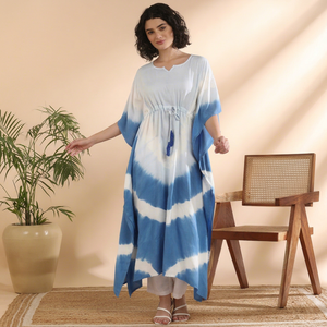 High Quality Designer Rayon <b>Kaftan</b> Tie Dyed <b>Summer</b> Daily Wear Regular Fit Sweetheart neck at Best Price by Supplier - Product Image 1