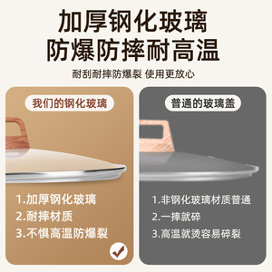 Tempered Glass Lid 32cm With Wooden Handle For Wok And Steamer Oven Safe High Temperature Resistant - Product Image 4