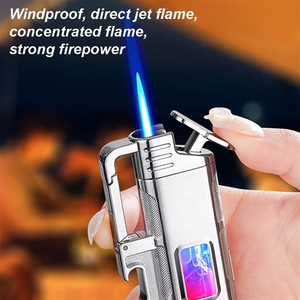 Portable <b>Windproof</b> <b>Lighter</b> Multifunctional Keychain Bottle Opener <b>Lighters</b> LED Visible Fuel Tank Cigarette <b>Lighter</b> for Men Gifts - Product Image 5
