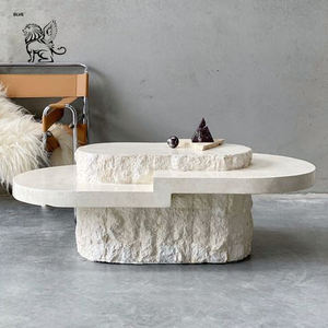 BLVE Design Moderne Salon Rupture De Luxe Colonne Romaine Rivière Pierre Table Beige Marbre Côté Table Basse - Product Image 5