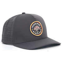 Patch brodé personnalisé pour chapeau gris en tissu imperméable avec trous circulaires