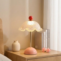 Lampe LED rétro en forme de fleur de champignon, lampe de table sans fil rechargeable avec abat-jour en acrylique pour la décoration de la maison