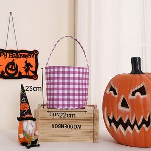 Sac fourre-tout personnalisé en gingham pour Halloween, cadeau de fête, broderie, panier à bonbons à carreaux pour enfant, fournitures de fête - Product Image 4
