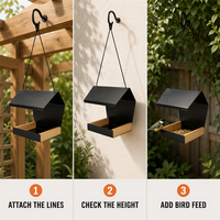 JH-Mech OEM Mangeoire à oiseaux suspendue d'extérieur en acier au carbone, bien proportionnée, avec pêne de récupération de graines et soudure à intégrité structurelle, pour jardin
