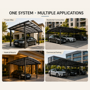 Steel Double <strong>Carport</strong> Modern Nature Outdoor Waterproof Snow Resistant Easy Assembly <strong>Custom</strong> Home Durable High Quality for Two <strong>Cars</strong> - Product Image 6
