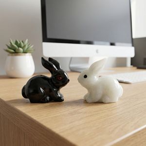 Adorno de Micro Paisaje de Conejo al por Mayor, Piedra de Cristal Abstracta en Bruto, Decoración Creativa para Escritorio, Regalos de Pascua - Product Image 4