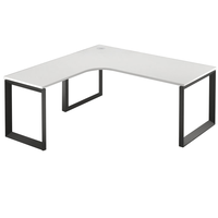 Bureau d'angle en L personnalisé et durable, moderne, blanc, avec pieds en métal noir, facile à assembler, poste de travail pour bureau à domicile