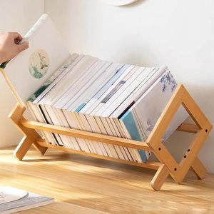 Étagère de bureau en bois, couleur bois naturel, type sur pied, organisateur de bureau, forme rectangulaire, 1 niveau - Product Image 1