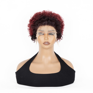 Perruque Courte Afro Bouclée T-Part Lace en Cheveux Humains Naturels, Volumineuse et Respirante, Tendance - Product Image 2
