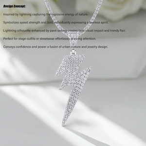 Sét tia moissanite Mặt dâ<span class=keywords><strong>y</strong></span> chuyền vòng cổ 925 Sterling bạc 18K mạ vàng đầ<span class=keywords><strong>y</strong></span> đủ pavé thiết kế cho hip hop dạo phố - Product Image 4