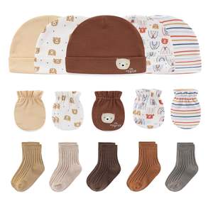 Ensemble bonnet, gants et chaussettes pour bébé en coton, nouveau-né unisexe, 0-6 mois, quatre saisons, respirant, utilisation en extérieur, vente chaude - Product Image 1