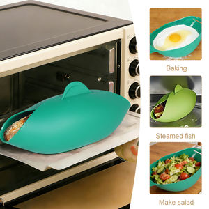 Bol de cuisson pliable en silicone antiadhésif résistant à la chaleur pour micro-ondes, idéal pour la cuisson du poisson et la préparation culinaire - Product Image 3