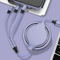 Logo rétractable 3 en 1 câble USB USB Type c chargeur de câble rétractable ligne de données multi-têtes 3 en 1 câble de charge rétractable