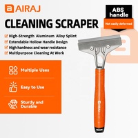 Spatule de nettoyage AIRAJ à lame en acier au carbone, tête de grattoir remplaçable, manche en plastique épaissi pour le nettoyage des fenêtres