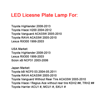 Accessoires de voiture de haute qualité lampe de plaque d'immatriculation LED pour Scion xB Toyota bB RAV4 Vanguard Hiace Harrier