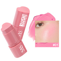 3-in-1 Blush Stick Perona Pipi & Lipstik Tahan Lama Tahan Air Blush Stick Tidak Luntur Pigmen Alami Melembapkan Matte Riasan Praktis