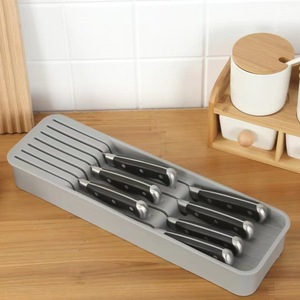 Boîte de rangement pour couteaux de cuisine, 10 compartiments en plastique, support pour couteaux à utiliser dans un tiroir - Product Image 1