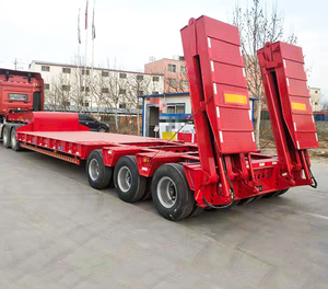 Remorque à plateforme en acier haute résistance de <span class=keywords><strong>13</strong></span> m à col de cygne, pour transport de conteneurs de 40 pieds et de grandes plaques, idéale pour les charges lourdes - Product Image 1