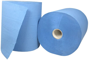 <span class=keywords><strong>Papier</strong></span> essuie-mains industriel bleu en pulpe recyclée pour salle de bain, pour sécher les mains - Product Image 3