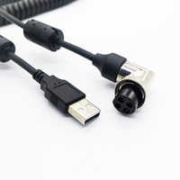 Kabel Spiral USB GX16 M16 4 Pin Konektor Aviation, Kabel Spiral GX16 M16, Kabel USB GX16 M16 4Pin Aviation
