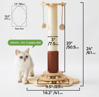 Jouet en bois pour chat, arbre à chat pour chats d'intérieur, jouet d'auto-entretenement, griffoir vertical et grattoir pour chat