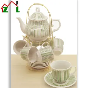 porcelain teapot set tea cup and saucer set with stand