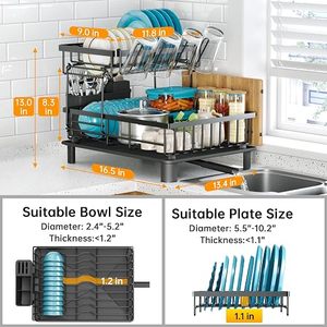 Égouttoir à vaisselle à 2 niveaux en gros pour la maison avec égouttoir et support de rangement pour la cuisine - Product Image 6