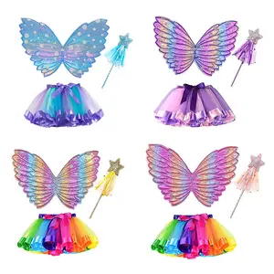 Halloween Princess Costume Angel Wings Baby Butterfly Fairy Wings Vestido para Little Girl Party Dress Up Party Decoration