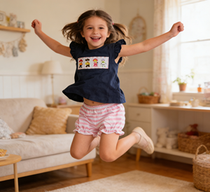 YiHui Brand Hand Smocked 100% Cotton <strong>Boys</strong> Clothing Set with Casual Cute Animal Pattern Short Sleeve Top and Shorts - Product Image 4