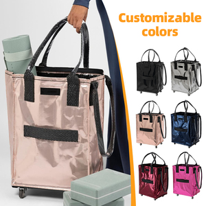 Logotipo Personalizado para Bolsas <span class=keywords><strong>de</strong></span> Compras Reutilizables L <span class=keywords><strong>M</strong></span> con Ruedas, Asas Irrompibles, Patrón Geométrico <span class=keywords><strong>de</strong></span> PP, Bolsas Plegables Reutilizables - Product Image 3