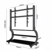 Business Office School Home White Black TV Stand Cart con ruedas para pantalla de TV de 50-100 pulgadas hasta 220 LBS