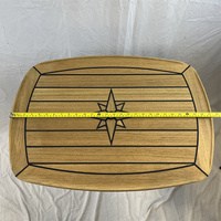 Plateau de table en teck en forme de baril 500x700mm, 19,7x27,5 pouces, incrustation étoile, pour bateau, yacht, caravane TH5070