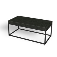 Mesa de Centro de Cuero con Textura Industrial, Estructura de Metal Negro, Estilo Moderno para Sala de Estar
