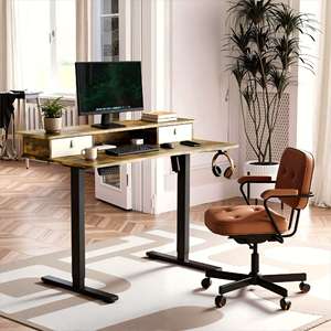 Tek Motorlu Elektrikli Modern Yükseklik Ayarlı Masa 2 Kademeli Ayaklar İki Çekmeceli Ergonomik Tasarım Ev Ofis Ayakta Çalışma Masası Oyun Masası - Product Image 1