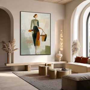 Cuadro Abstracto Texturizado de Mujer, Impresión Artística en Lienzo, Estilo Contemporáneo, Decoración de Pared para Interiores - Product Image 6