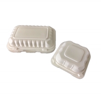 Boîte à clapet rectangulaire jetable en plastique blanc PP5 pour plats à emporter, pain, pâtisseries, sandwichs, sushis, salades, avec gaufrage
